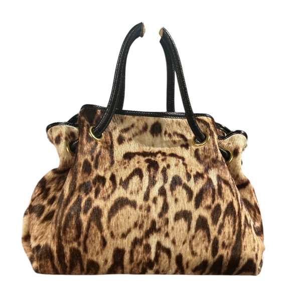 Furla Leather Trimmed Calf Hair Animal Print Satchel - Picture 5 of 11